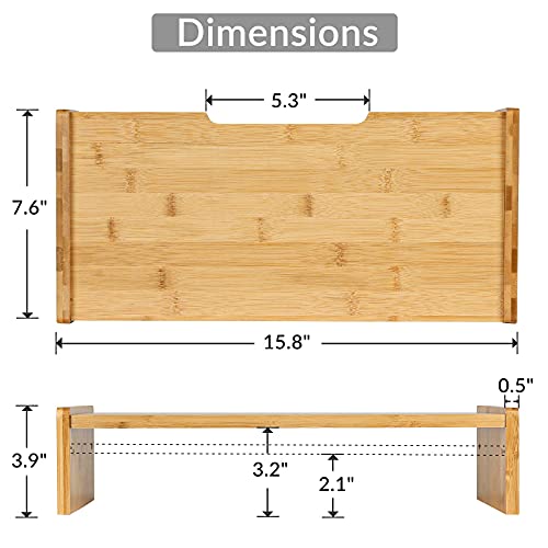 KINLINK Wood Monitor Stand Riser, Monitor Riser with 2 Adjustable Height, 15.8 inch Computer Riser for Computer, iMac, PC, Printer, Computer Monitor Stand for Home & Office, Natural