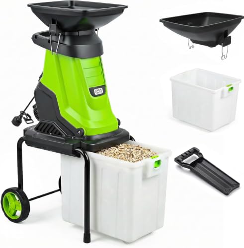 Image of Electric Wood Chipper, 15 Amp Leaf mulcher & Shredder