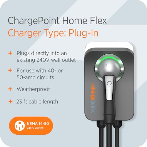 ChargePoint HomeFlex Level 2 EV Charger NACS, NEMA 14-50 Electric Car Charger Compatible with Tesla