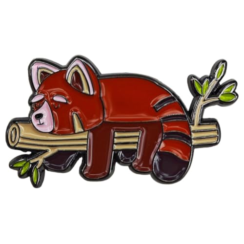 Image of Cute Red Panda Enamel Pin for Hats, Bags and Accessories - Cartoon Animal Brooches, Unisex Pin