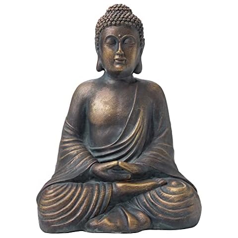 Glitzhome Buddha Statue, 19 Inch, Bronze Cover