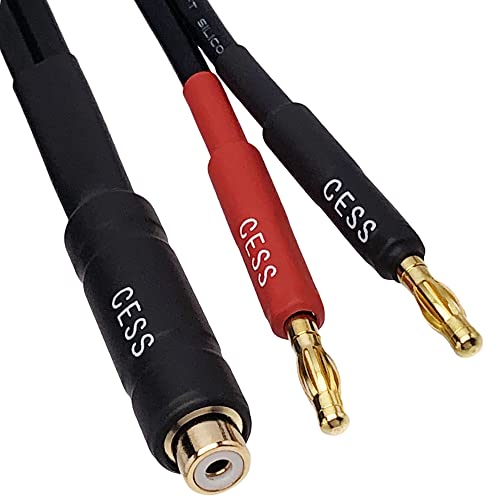 CNCESS CESS-023-6i Banana Plugs to RCA Cable 6-inch, Phono Banana Speaker Cable, 2 Pack