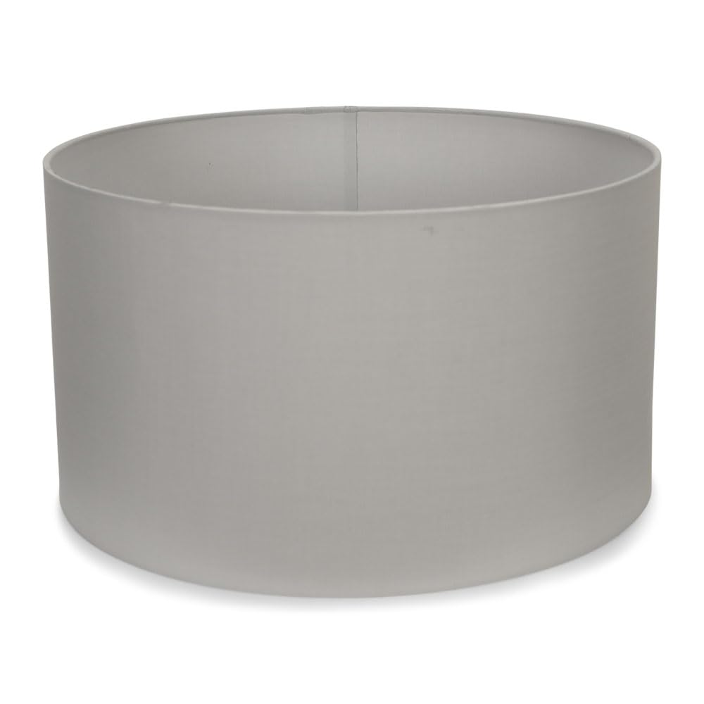 Reni Pale Grey Fabric Easy Fit Drum Ceiling Lamp Shade - Large