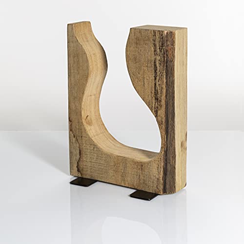 Weltbild Decoratieve vaas glas en hout - glazen vaas als landelijke stijl decoratie tafel decoratie hout decoratie bloemen decoratie huisdecoratie of lentedecoratie tafel glazen vaas hoekig als houten decoratie woonkamer smal modern & hoog - Afbeelding 7