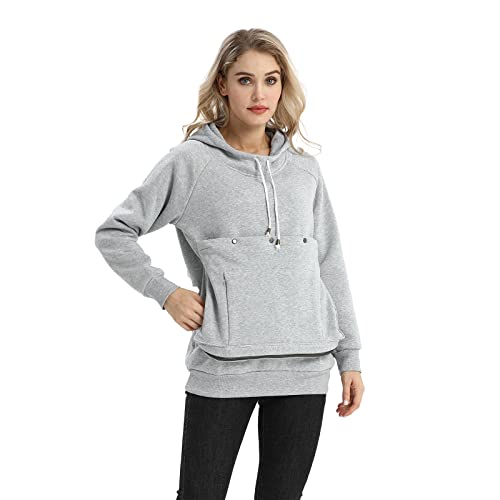 LINYUCHEN Kapuzenpullover für Katzen und Hunde, Welpen, Kätzchen, große Haustiertasche, Pullover, Top, Unisex, Känguru-Kapuzenpullover, Hellgrau, Small