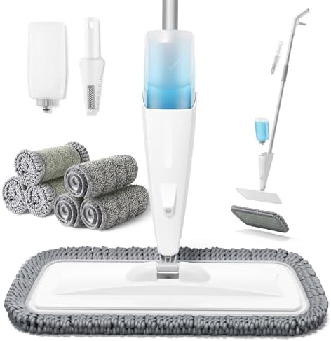 JOYMOOP Spray Mop for Floor Cleaning, Dry Wet Microfiber Mop with 18oz Refillable Bottle and 6 Replacement Pads, Floor Mop for Home or Commercial Use