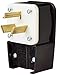 Leviton 30 Amp, 125/250 Volt, Straight Blade, Plug, Industrial Grade, Non-Grounding, Angle, 9332-P, Black