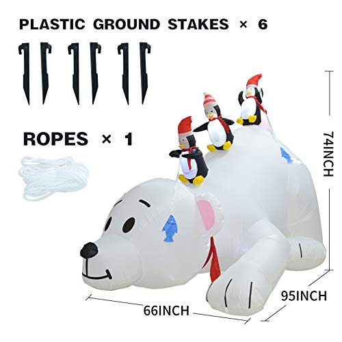 Alladinbox A-2020071409 8 Feet Christmas Inflatable Decoration Penguins Fishing On Big Polar Bear, With Led Lighted Blow-Up Yard Party Decor Xmas Outdoor Indoor Home Garden Family Prop Yard Gift Set thumb #2