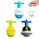 Light Up Spinning Top Toys for Kids – LED Flashing Spinner Tops with Colorful Glow, Handheld Spin Toy Party Favors & Classroom Prizes – Fun Designs 3-Pack (Chick, Bunny & Alien)
