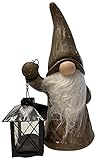 khevga XL Wichtel Figuren Keramikfigur Winter Weihnachten 30cm mit Laterne