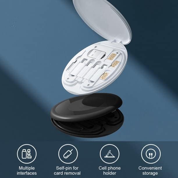 Image of All In One 60W USB Fast Charging Travel Cable Set Type C, Lightening and Micro USB Port Inbuilt Mobile Stand Compatible with iPhone, iPad,Samsung,OnePlus, Mi,Oppo,Vivo,iQOO (White)