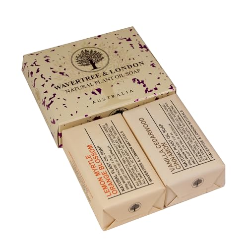 Wavertree & London Trio Gift Box (3 Bars) - 7oz Japanes Plum, French Pear and Sicilian Orange Scented Moisturizing French Triple Milled Natural Soap Bars - Pure Plant Oil Soap Bars for All Skin Types