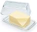 Circleware Farm Glass Butter Dish with Glass Lid, Multi-Purpose Preserving Serving Dessert Dish Tray, 6.75" x 4", Glassware for Cream Cheese, Cake, Salad, Candy, Foods & Best Selling Gift Ideas