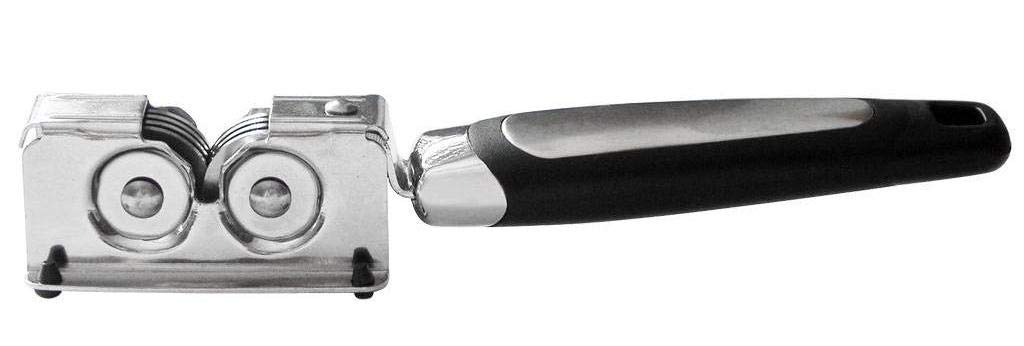 Knife Sharpener, Stainless Steel Knife Sharpener with a Cut Resistant Glove, 2 Stage Knife Sharpening Tool for Straight and Serrated Knives.