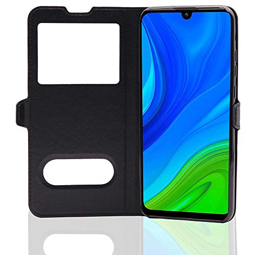 CEKA TECH Etui Coque Housse avec FENETRES pour Huawei P Smart 2020 (6,21 Pouces) - Plusieurs Couleurs Disponibles (Noir)