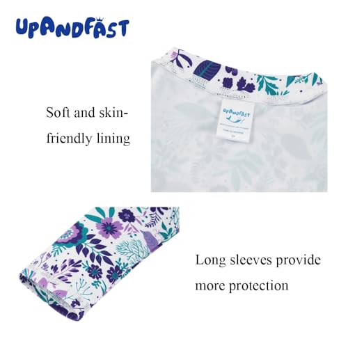 Image of upandfast Girls Rash Guard Set Long Sleeve Two Piece Swimsuit with UPF 50+ Sun Protection for Girls 3-8 Years