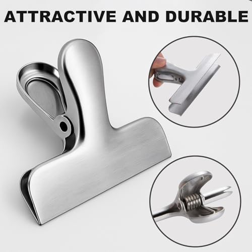 OAMCEG 3-inch Heavy Stainless Steel Food Bag Clips Set - 10 Pcs, for Sealing Coffee Bags, Bread Bags, and More, Perfect for Food Storage in Kitchen, Office, and Freezer - Image 2