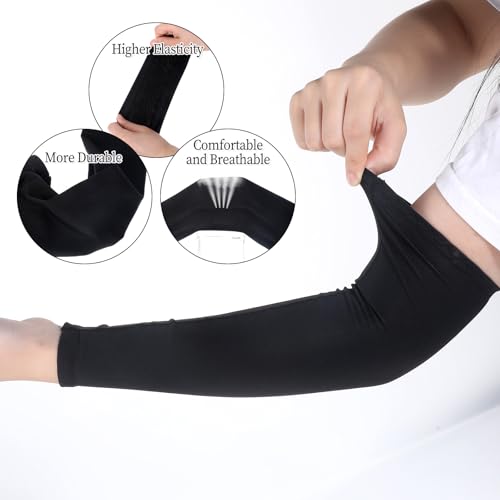2 pares de mangas de braço para crianças, mangas de braço juvenis, respiráveis, elásticas, mangas de