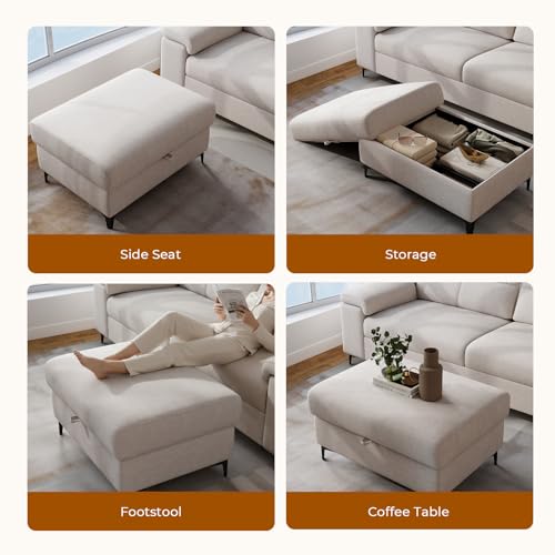 Image of Upvilla 35 inch Large Storage Ottoman for Living Room(Beige)