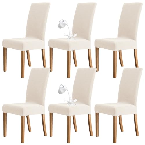 Housse de chaise imperméable lavable et extensible pour lot de 6 - 2
