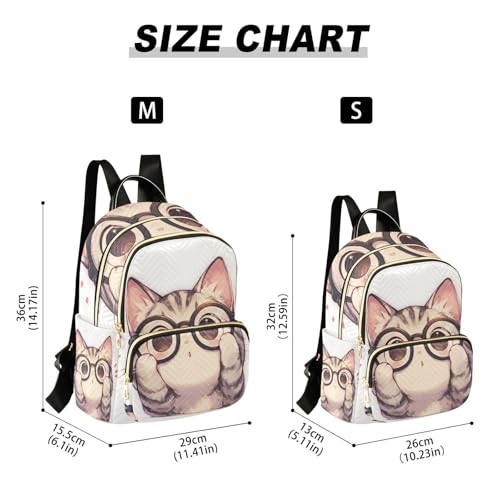 Sac à dos chat mignon avec lunettes 35,6 cm pour filles