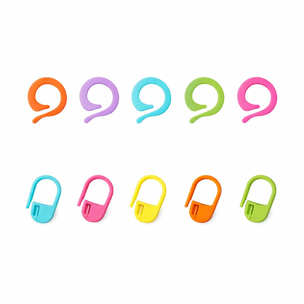 Colorful Knitting & Crochet Stitch Markers Set | 2 Types Locking and Spiral Open Ring Markers | Plastic Row Counter Markers for Knitting, Crochet, Weaving & DIY Craft Supplies (Set of 10)-image-9