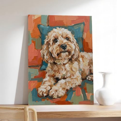 Poster Cockapoo 30x45 cm - Tableau Chien Beige et Bleu pour Déco Salon - 7