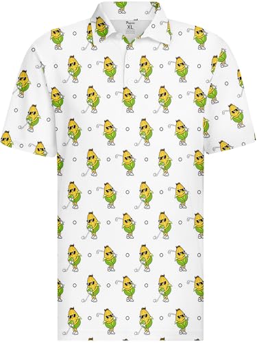 Image of PAGYMO Funny Golf Shirts for Men Crazy Printed Pattern Novelty Moisture Wicking Performance Mens Polo Shirt