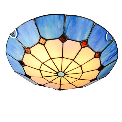 Lustre LED Tiffany en verre bleu pour illuminer votre chambre et salon