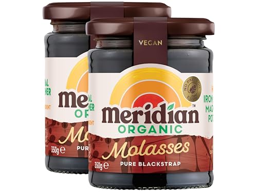 Meridian Organic Blackstrap Molasses 350g (Pack of 2) Unsulphured Mineral-Rich Cane Syrup High in Iron Calcium & Magnesium Vegan & Natural Sweetener from SuperfoodUK