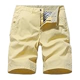 Pantalones Cortos de Golf para Hombre, Estilo Chino, Informales, Ligeros, de Secado rápido, 18 cm, con Bolsillos, para Senderismo, Verano, Color Amarillo, Talla Mediana