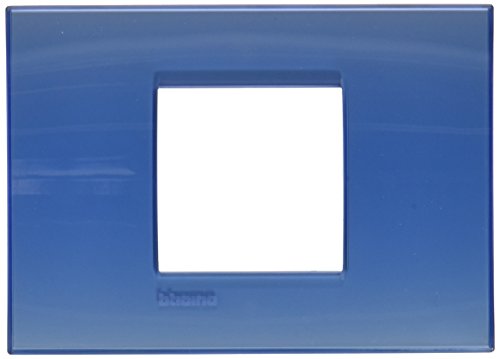 Placa 2 módulos centrado azul deep Legrand Bticino Livinglight para interruptor de pared 2