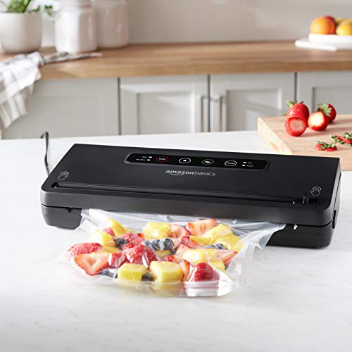 Image of Amazon Basics Vacuum Sealer Machine for Food Preservation with Dry /Moist Mode, Built-in Cutter and Air Suction Hose, Black