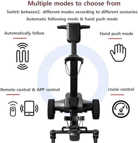 Electric Golf Push Cart, Foldable Smart Robotic Caddy with 6-Axis Gyroscope, APP Control, Automatic Follow, Range Up to 40 km for Golf Courses