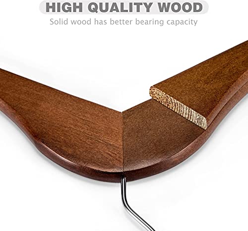 Image of Wooden Hanger Premium Wood with 360 Swivel Hook and Precisely Cut Notches for Dress Clothes, Coats, Jackets, Pants, Shirts, Skirts Hanger (Walnut Hanger, 30)