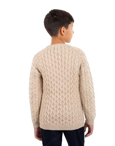 SAOL Classic Aran Cable Sweater for Kids: Crew Neck, 100% Merino Wool Celtci Knit Made in Ireland2