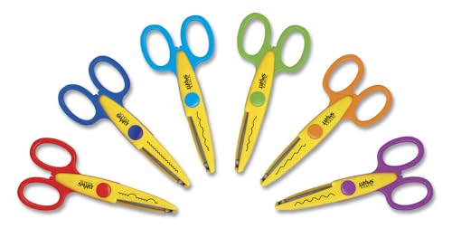 Tijeras de papel School Smart 85067 surtidas en pack de 6 unidades para manualidades