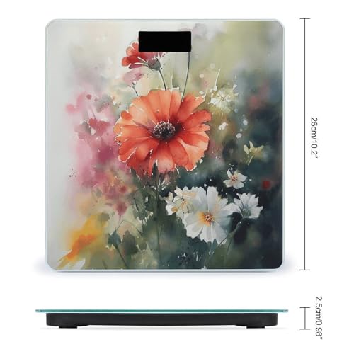 Báscula digital de baño con diseño acuarela y pantalla LCD miniatura 2