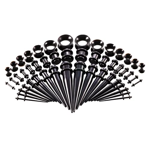 Kit d'étirement de l'oreille, kit de perçage d'oreille Spike Amplification d'oreille Amplification des bougies d'oreille Acrylique Garges d'oreille Percing Pring Props 50pcs Black