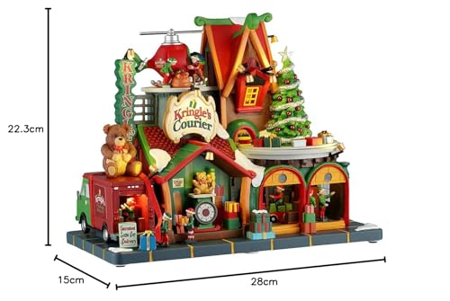 Edificio de Mensajero élfico de resina Lemax maqueta de Navidad luminosa y musical 6
