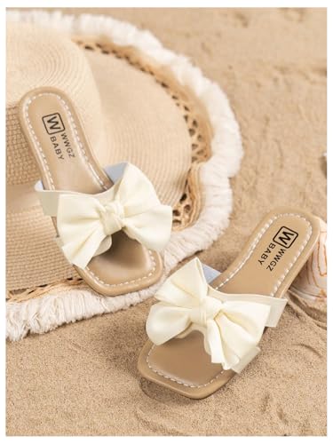 Image of GORGLITTER Girl's Slip on Sandals Bow Sandals Round Open Toe Beach Sandals