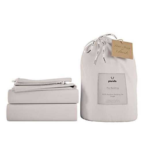 Image of Panda® 100% Bamboo UK Single Complete Bedding Set, Pure White | Duvet Cover, Fitted Sheet, Pillow Case | Soft, Breathable, Hypoallergenic | Luxury High Thread Count | Moisture-Wicking