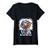 Damen USA Leopard Lips Kiss Amerikanische Flagge The Land That I Love T-Shirt mit V-Ausschnitt