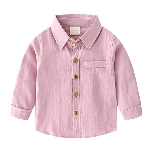 Kids Button-Down Long Sleeve Jackets Toddler Cotton Plain Collar Fall Coats Lightweight Casual Loose Coats 5 T Shirt Boy
