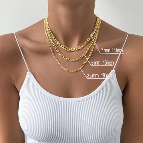Gold Cuban Chain Necklace for Women,14K Gold Plated Dainty Chunky Necklace Adjustable Cuban Link Chain Choker Necklace for Women Trendy Fashion Jewelry Best Gifts for Birthday Christmas Thanksgiving4