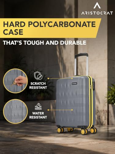 Image of Aristocrat Comet Cabin Polycarbonate Hard Case 8-Wheel Trolley Bag, Grey