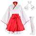 Japanese Anime red and White Kimono Fox Cosplay Costume with Socks Size L(Asia XL)