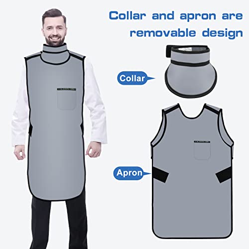 Image of 0.5mmPb Lead Apron with Thyroid Shield Collar - Xray Apron Lead Apron for X-Rays(Grey)
