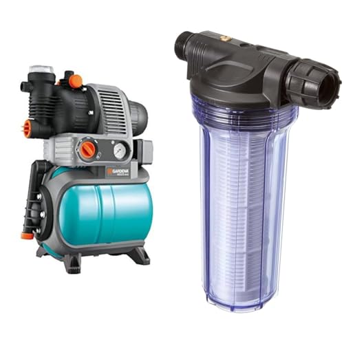 Gardena Hauswasserwerk Comfort 4000/5 eco: Hauswasserpumpe mit Trockenlaufsicherung & Pumpen-Vorfilter für Wasserdurchfluss bis 6000 l/h: Effektiver Filter für Gartenpumpen und Hauswasserautomaten
