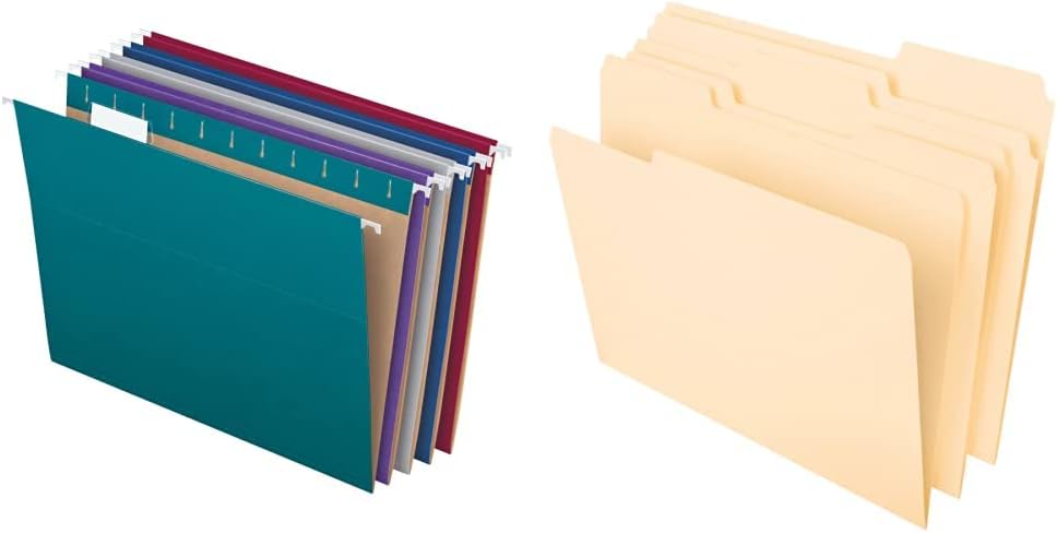 Pendaflex Recycled Hanging File Folders (81667) and Pendaflex File Folders, Letter Size (65213) - 2 Box Bundle